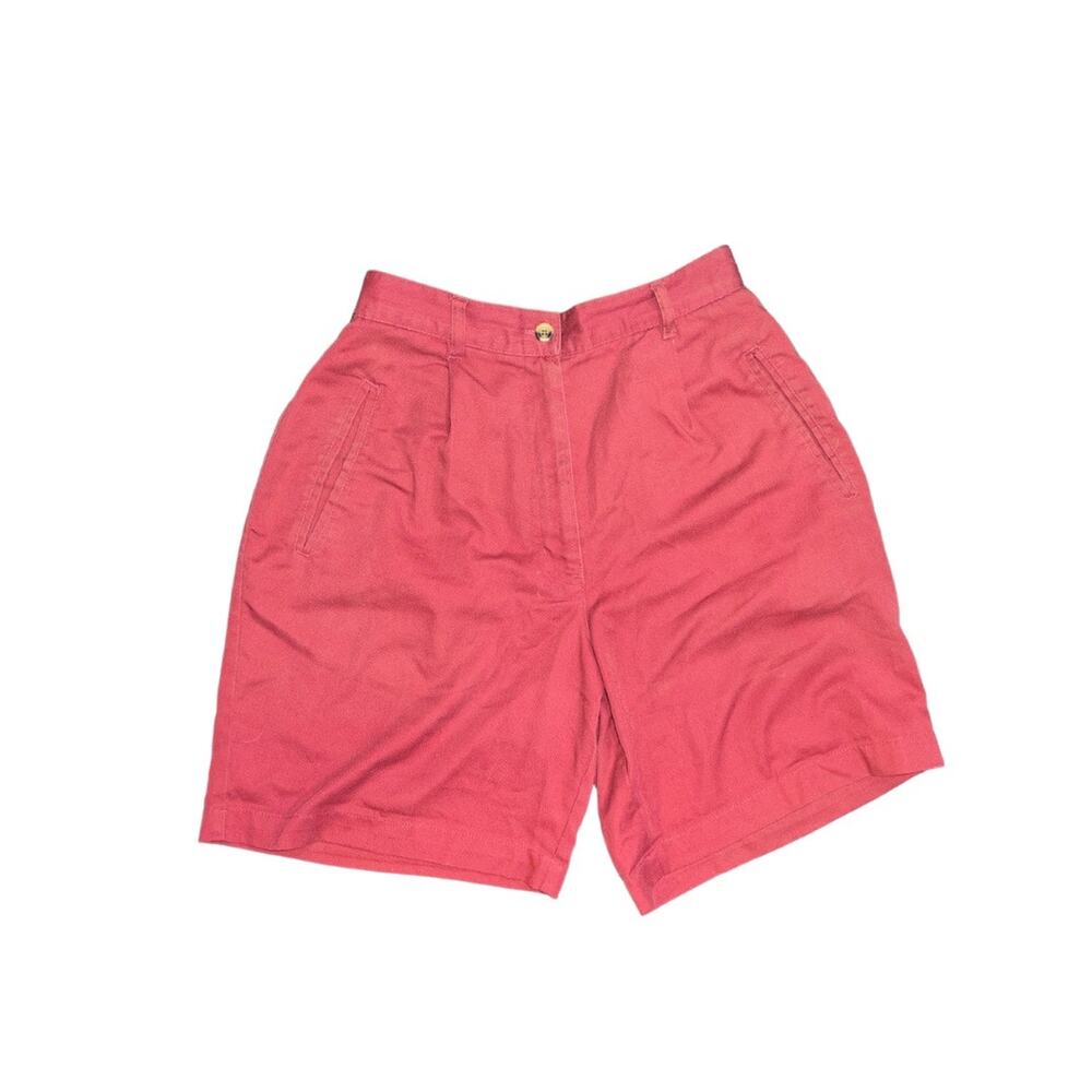 Jennifer Moore Red Chino Button Elastic Waist Shorts Size 6 Casual Everyday